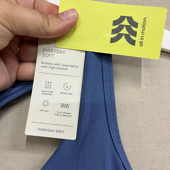 All in Motion Women's XS Blue Everyday Soft Rib Racerback Cropped Support Tank - Picture 7 of 13